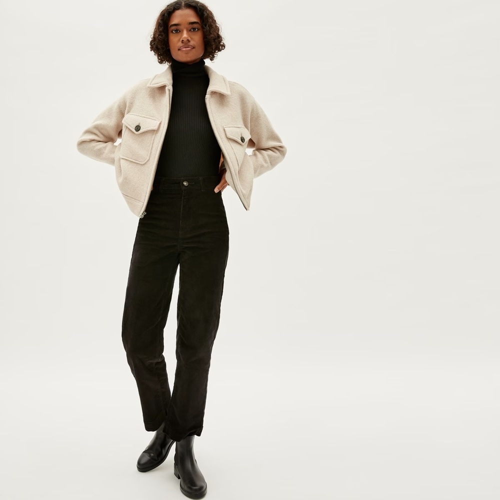 NWT Everlane The Corduroy Navy High Waisted Wide Leg Pants